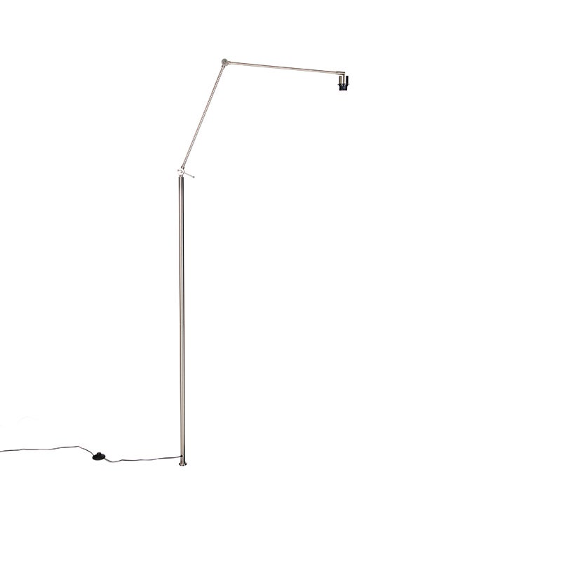 QAZQA - Moderne arm voor staande lamp, staal | zilver | mat nikkel - Editor - staal, langwerpig - geschikt voor LED E27
