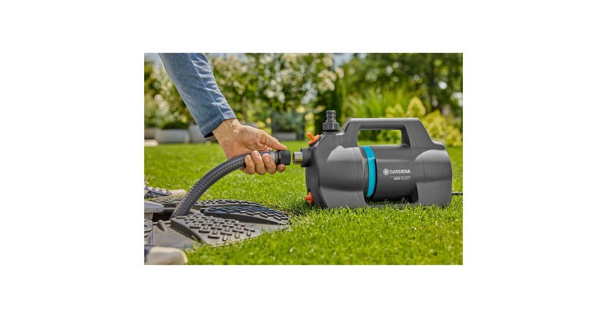 GARDENABesproeiingspomp 4200 Silent  (Donkergrijs/turquoise, 600 Watt)