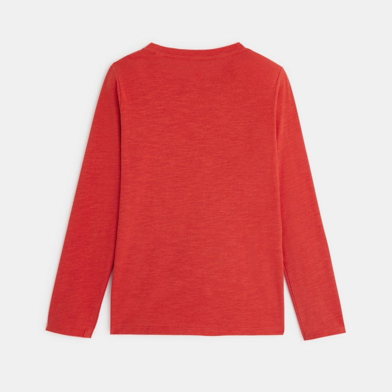T-shirt uni en coton rouge garçon