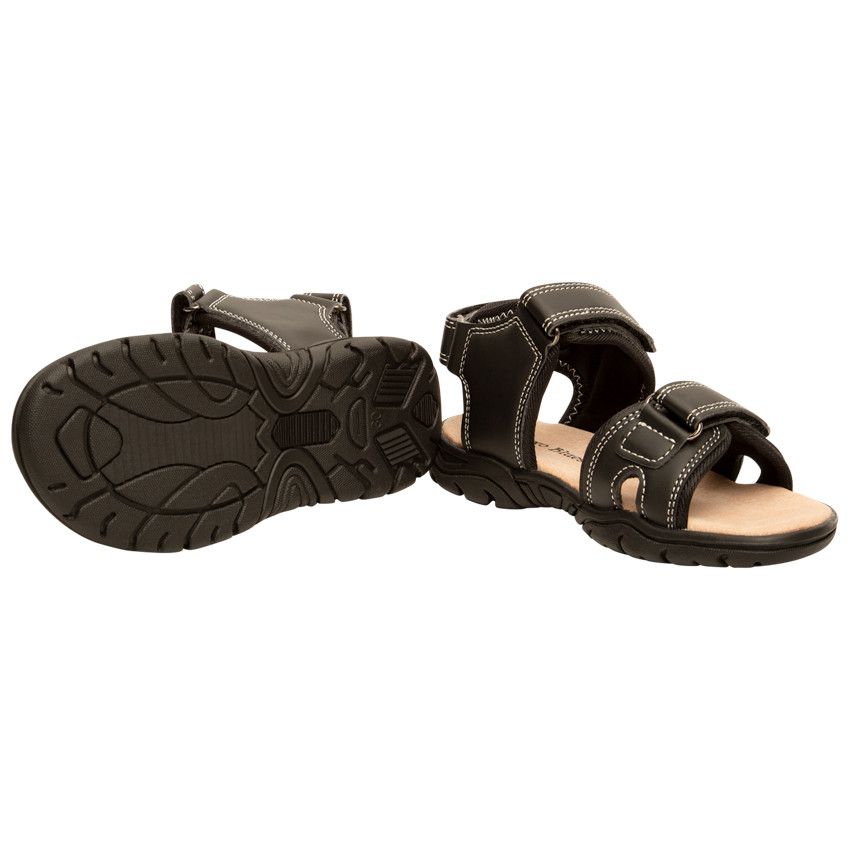 Nu-pied triple velcros pour garçon - Noir