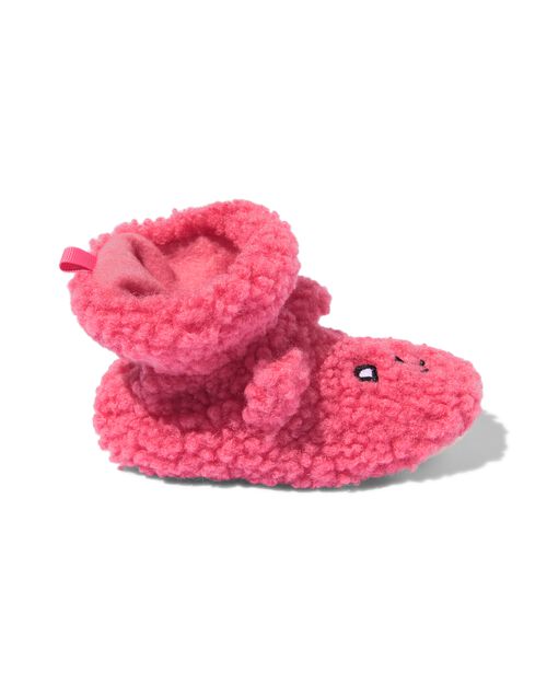 chaussons bébé teddy chat  rose