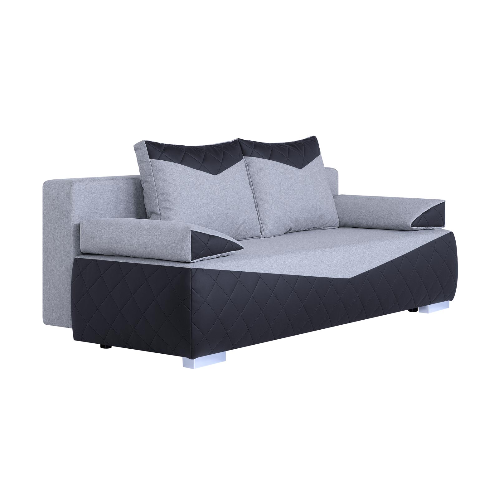 Boxspringsofa - schwarz-silber - Karosteppung - Dauerschläfer