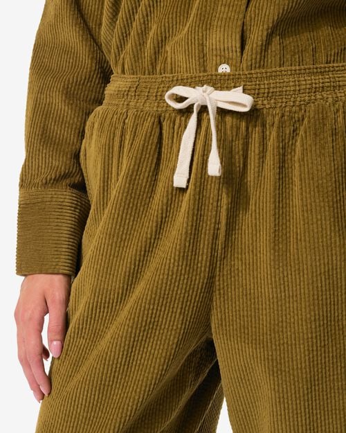 pantalon femme Lena velours côtelé jambes larges vert