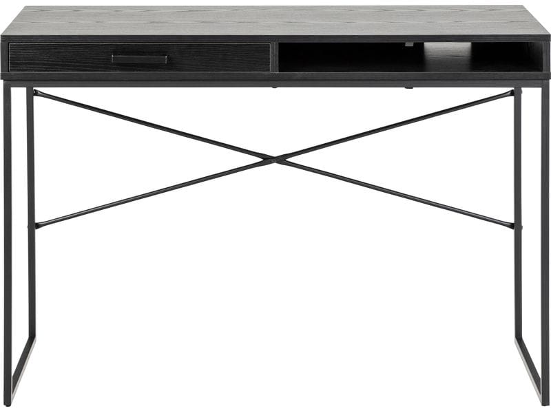 AC Design Tisch Seaford, Schwarz matt / Schwarz matt Bürotisch im modernen Industriestil