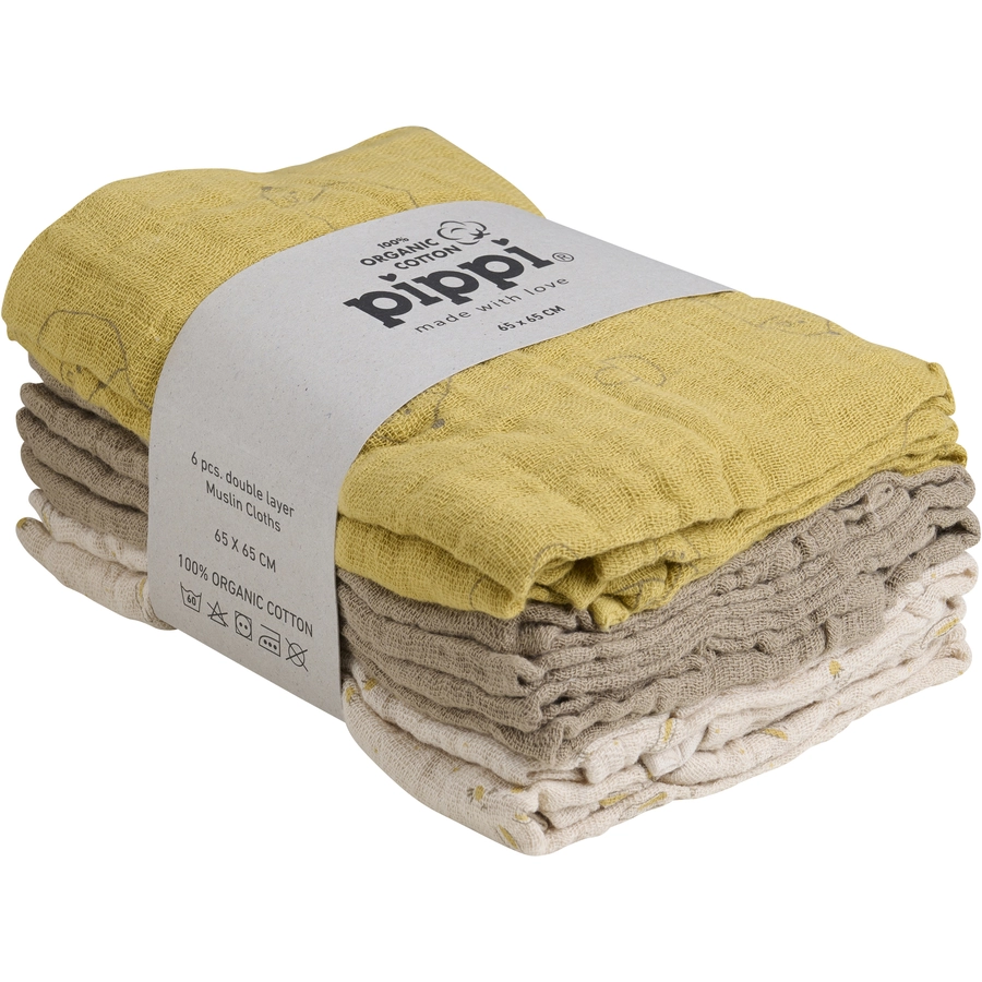 pippi Muslin Tücher 6er Pack Rattan