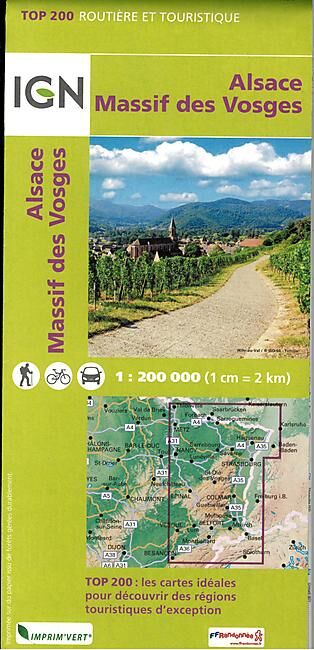 IGN - TOP 201 MASSIF DES VOSGES ECHELLE 1 200 000