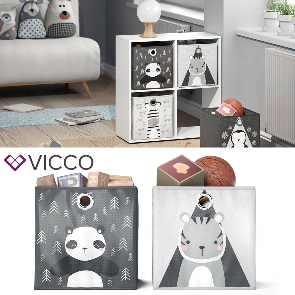 VICCO 2er Set Faltbox 30x30 cm Kinder Faltkiste Aufbewahrungsbox Regalkorb
