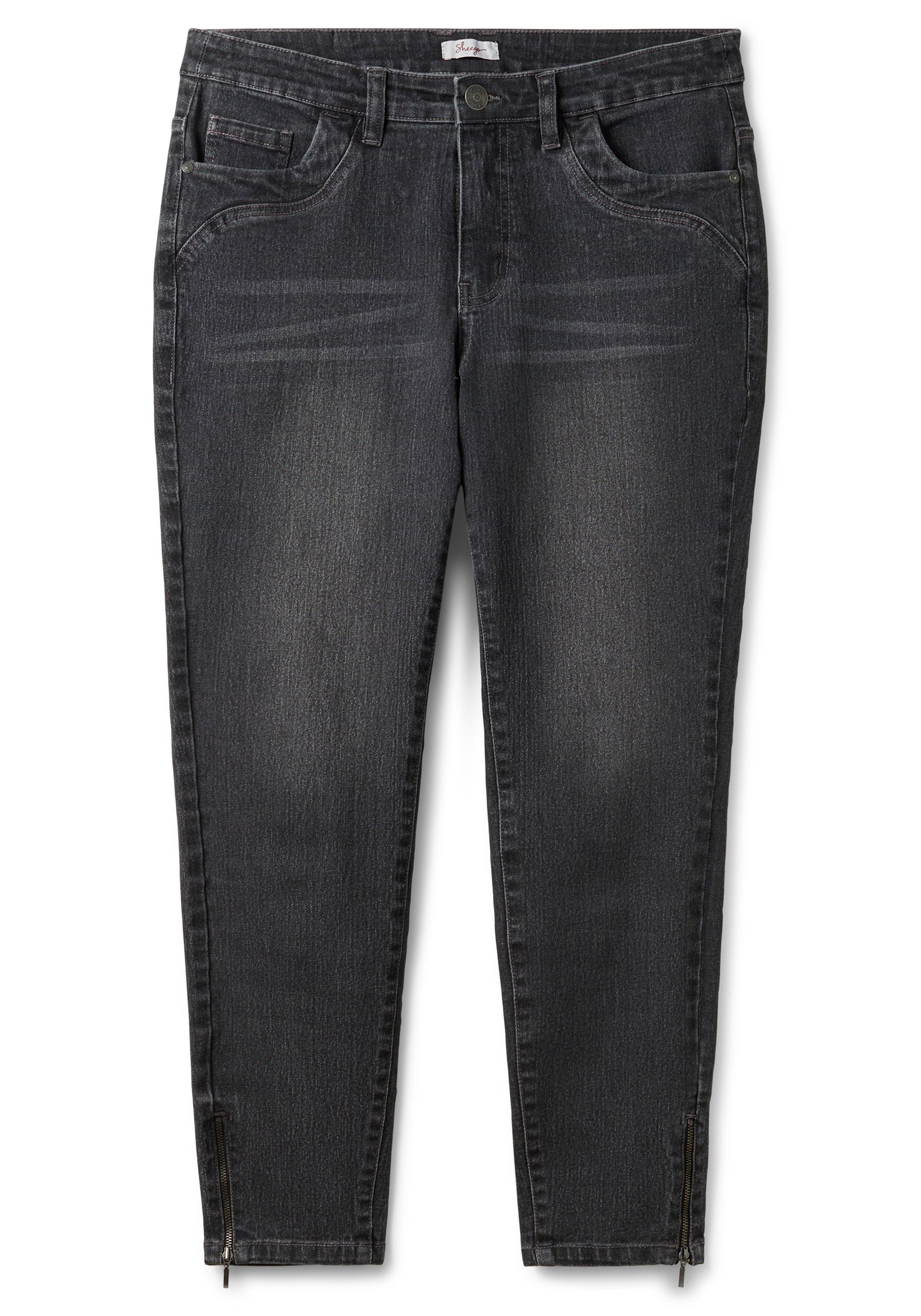 Schmale Jeans mit Zippern am Saumabschluss