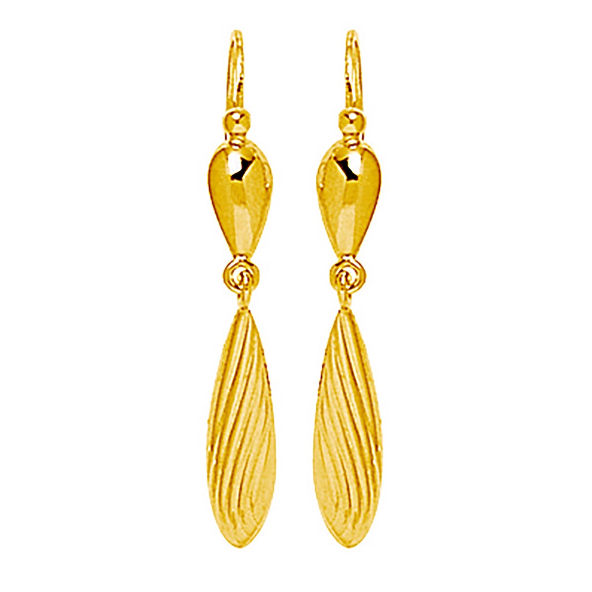 Boucles d'oreilles dormeuse Brillaxis pendant quillestriée or