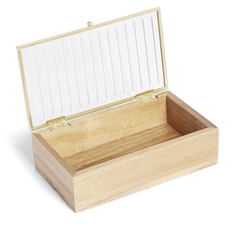 Boîte bois d'acacia et verre taille L 18x10x5,3cm