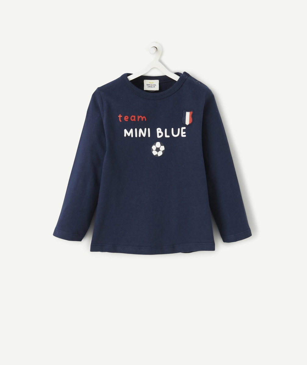 T-SHIRT BÉBÉ GARÇON EN COTON BIO BLEU MARINE THÈME FOOTBALL