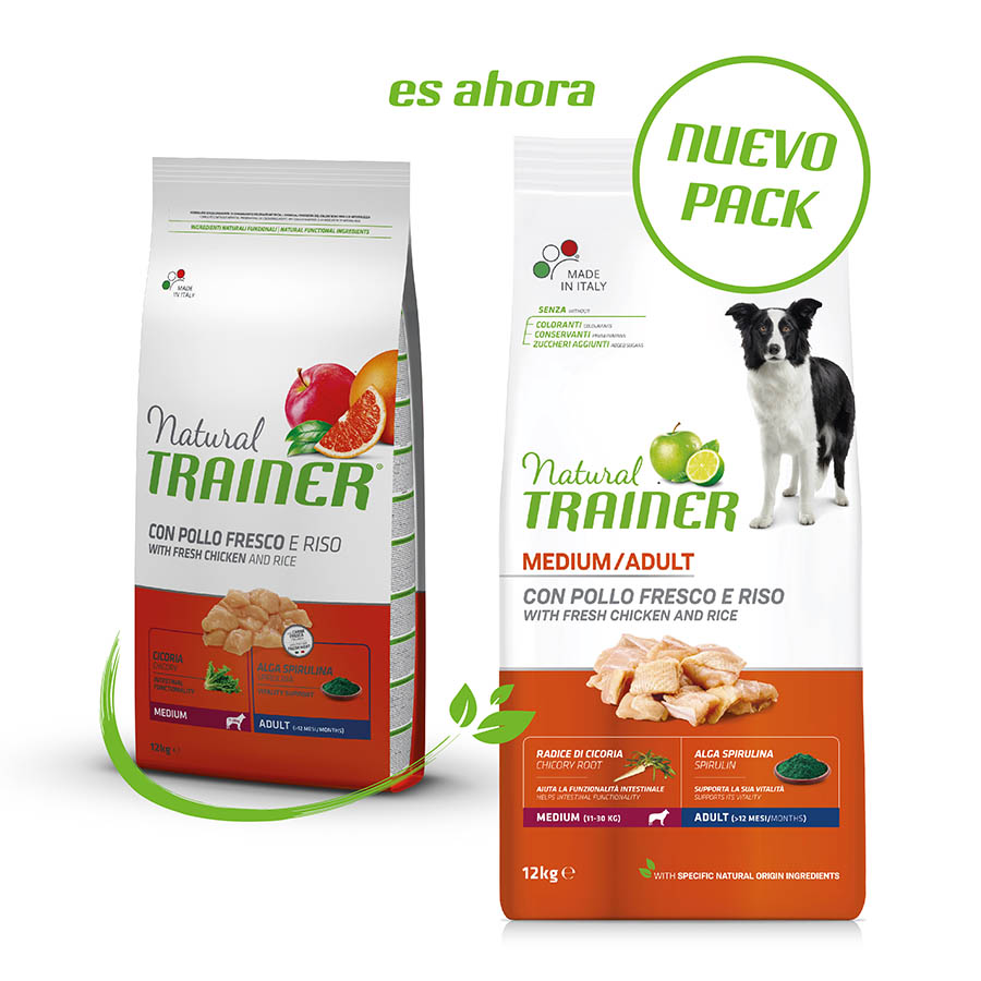 3 kg de Ração Natural Trainer para Cães Adultos de Porte Médio com Sabor de Frango