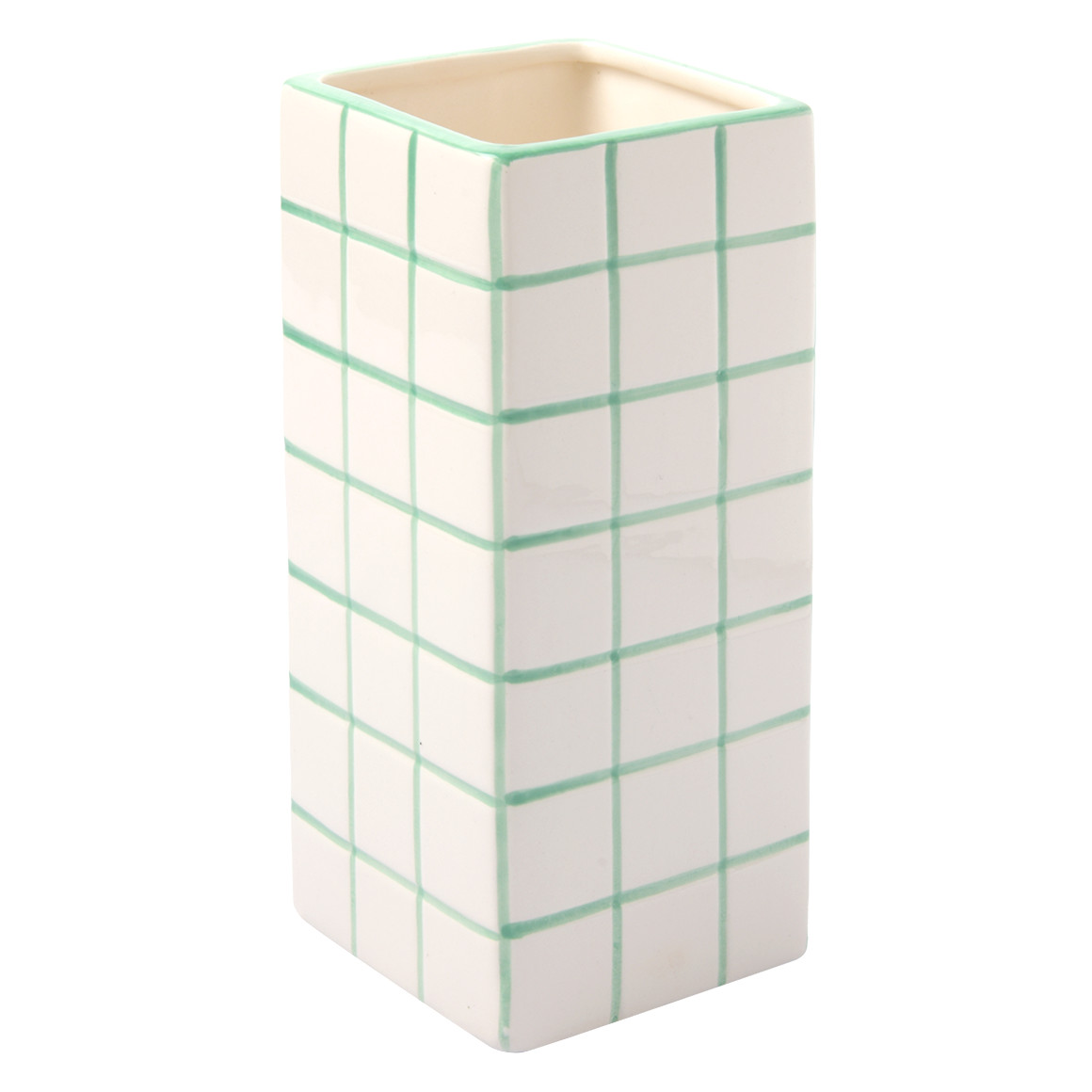 Vase in gefliester Optik hellgrün
