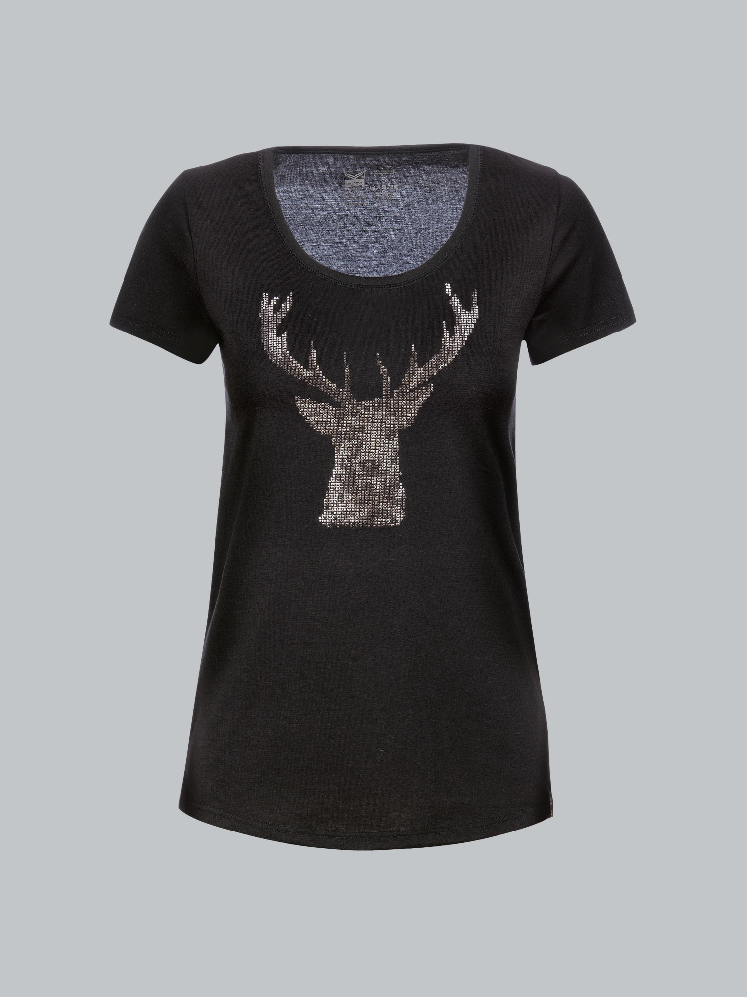 T-Shirt Glitzer-Hirsch Schwarz