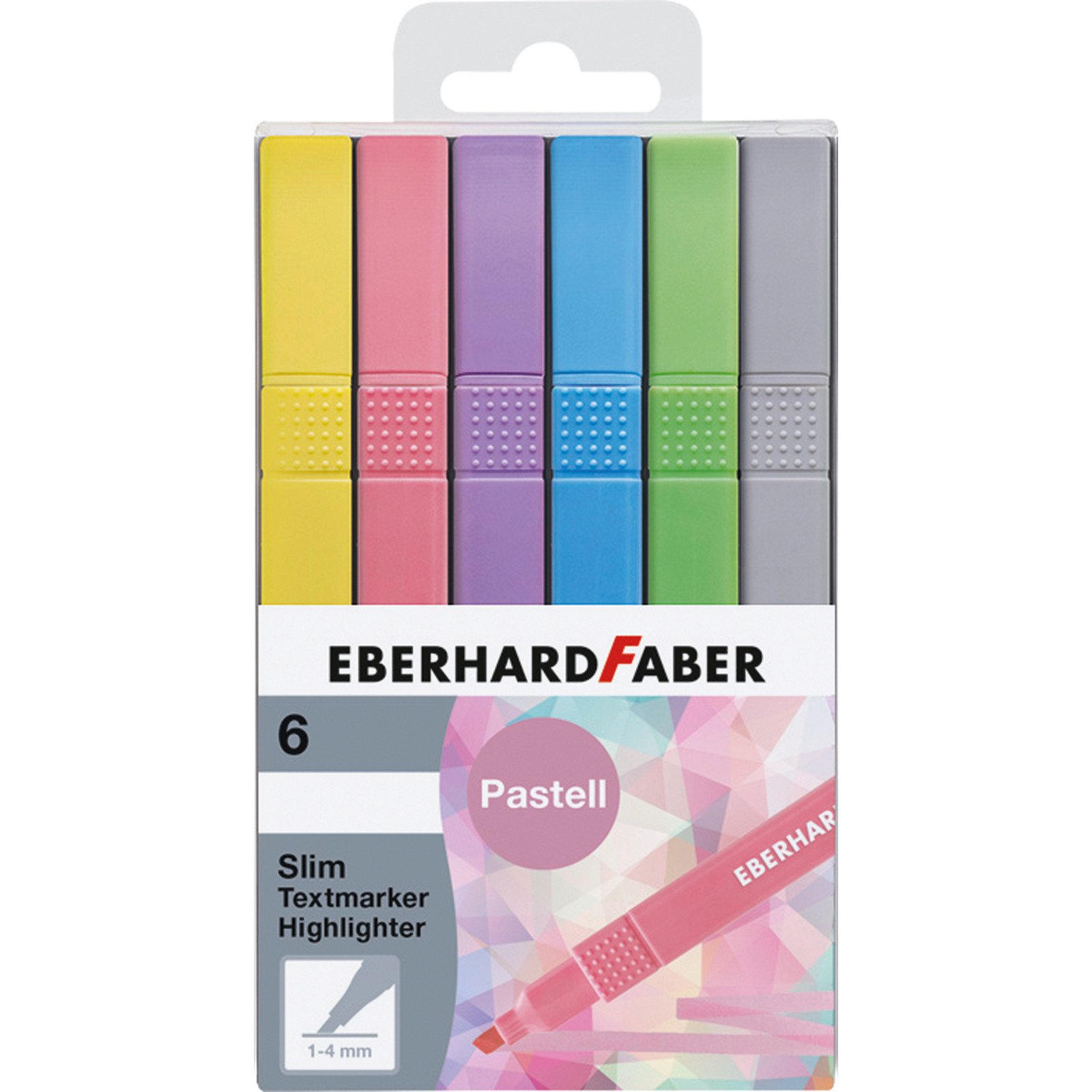Eberhard Faber Textmarker Slim Pastell, 6 Stück
