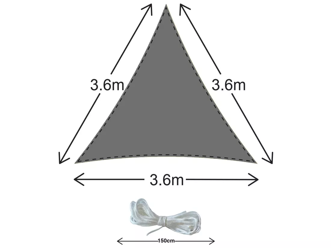 Voile Triangulaire en Polyéthylène Gris 3.6x3.6x3.6