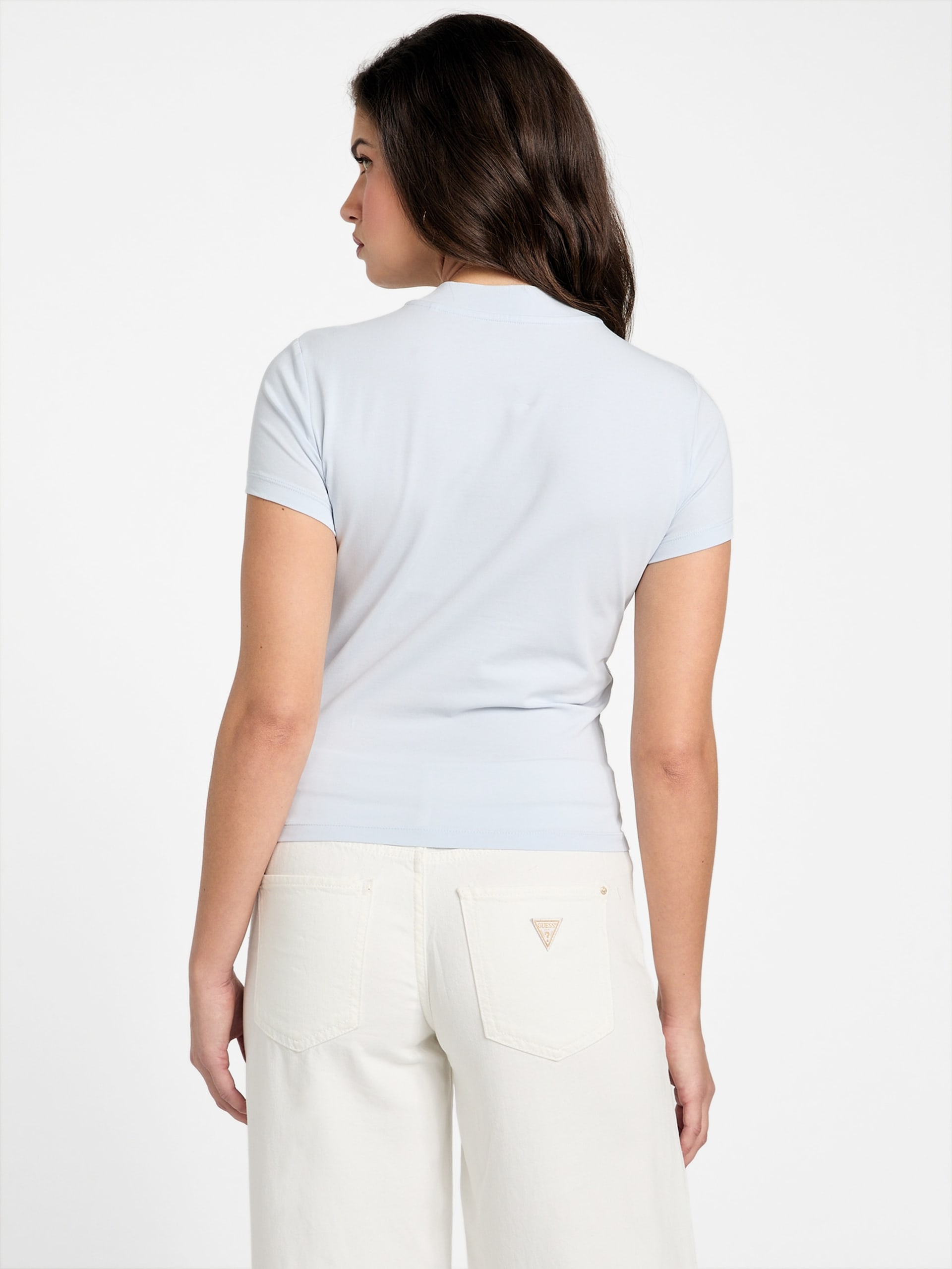 Camiseta de gola alta com strass Quattro G
