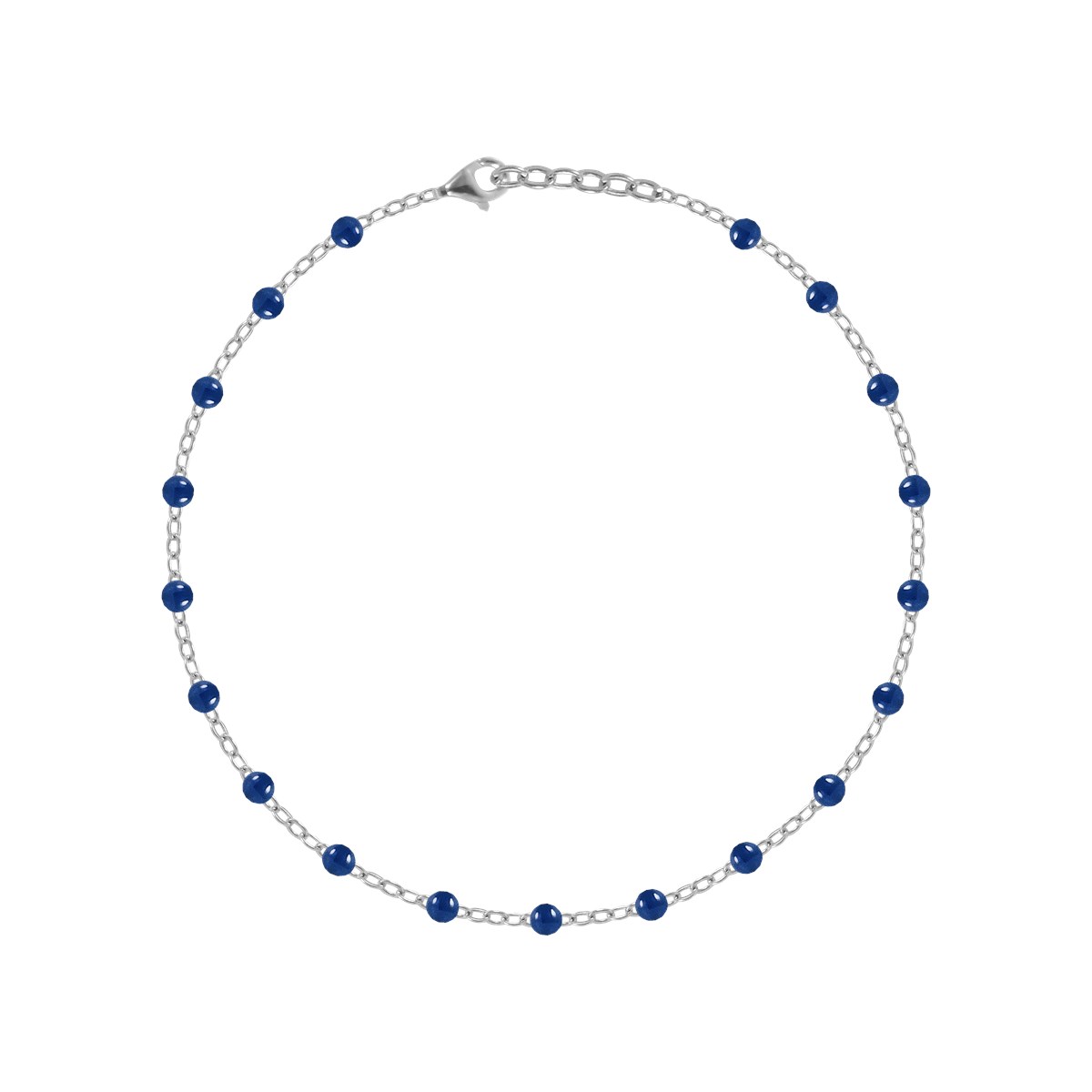 Chaîne de cheville à pierres bleues en acier argenté