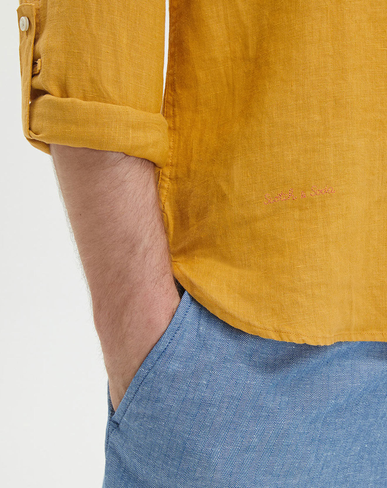 Scotch & Soda Chemise 100% Lin Regular Fit  ocre