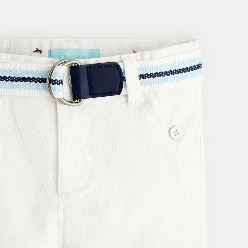 Bermuda chino maille fantaisie blanc bébé garçon