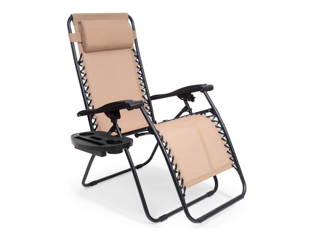 LifeGoods relaxstoel met zijtafel - Beige