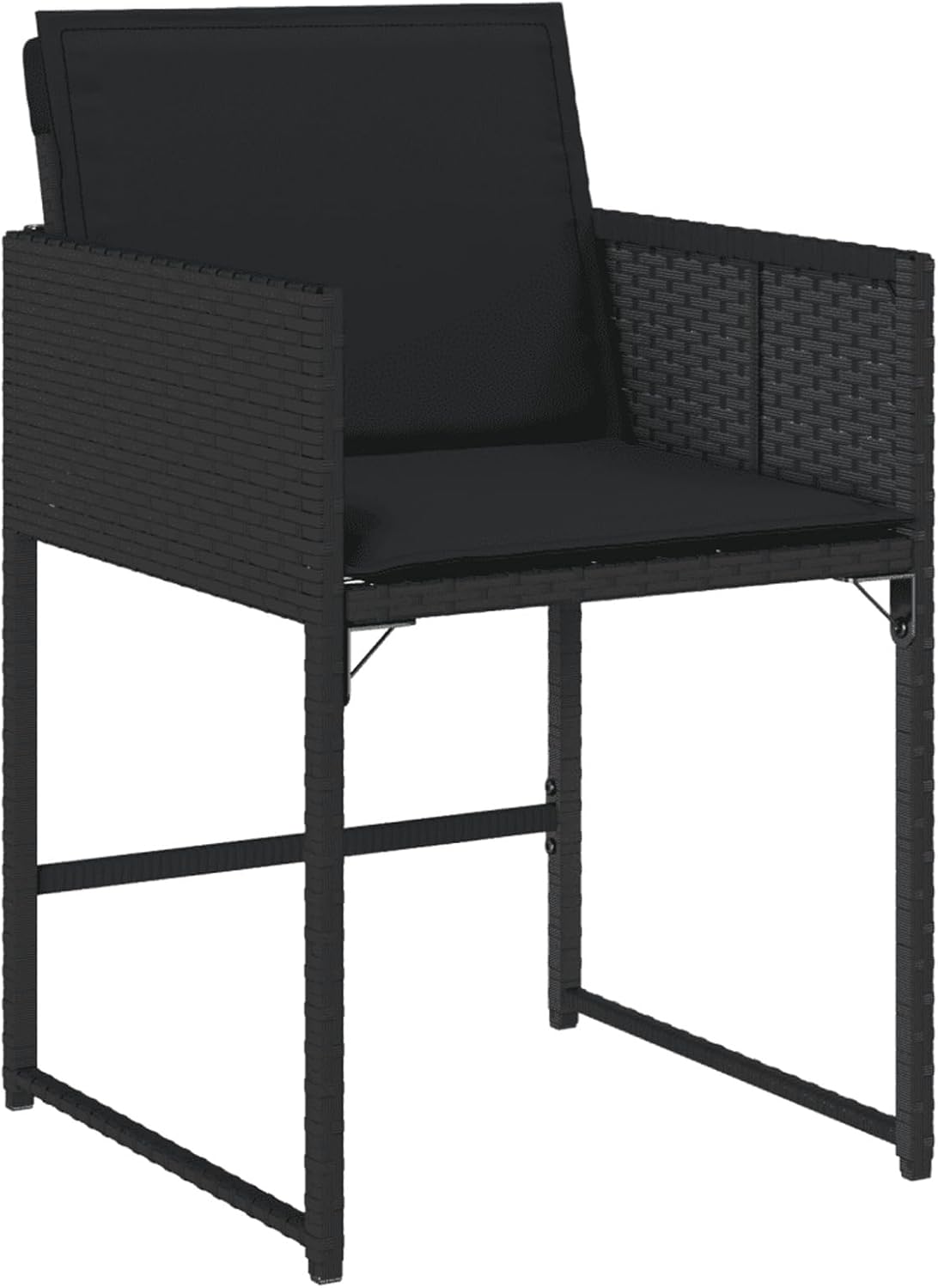 IKAYAA Gartenmöbel Set Rattan 4 Personen Garten sitzgruppe 4 Personen Gartentisch Set mit 4 stühlen Sitzgruppe Outdoor Balkon Möbel wetterfest Gartengarnitur mit Kissen-Schwarz-5-tlg