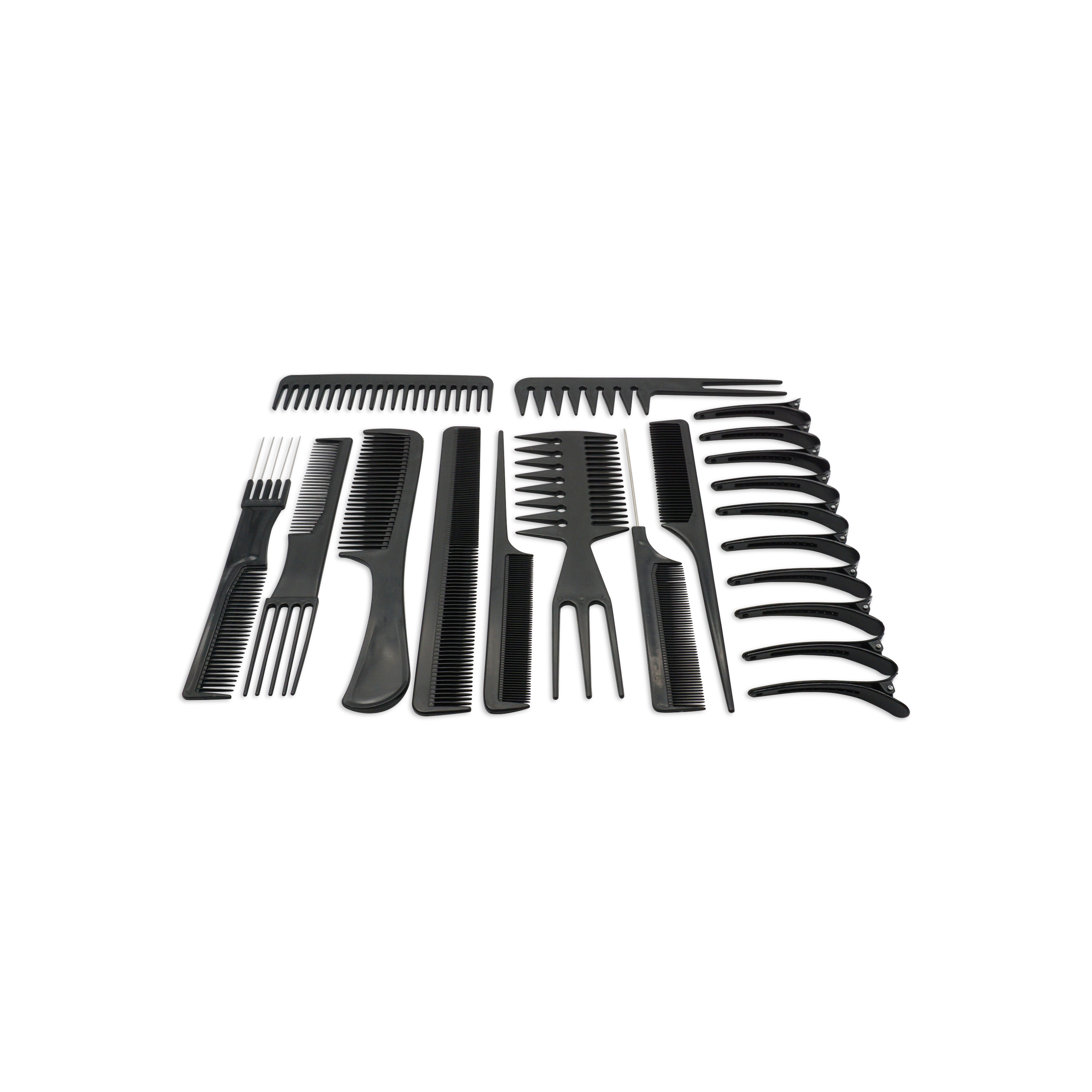(20-tlg. Set) Antistatische Friseur Kämme Multifunktionales Haar Styling Kit - Schwarz