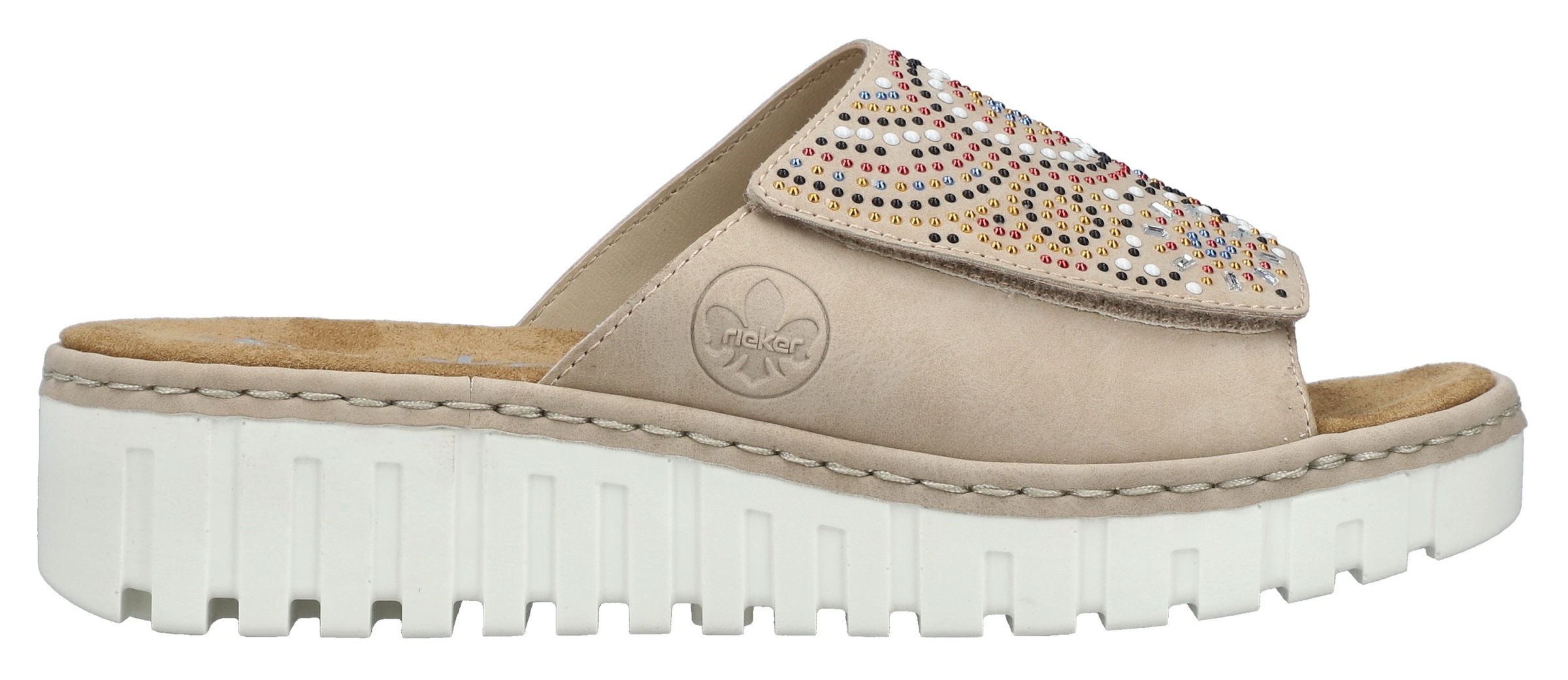 Rieker Pantolette  Sommerschuh, Strandschuh, Hausschuh mit regulierbarem Klettverschluss
