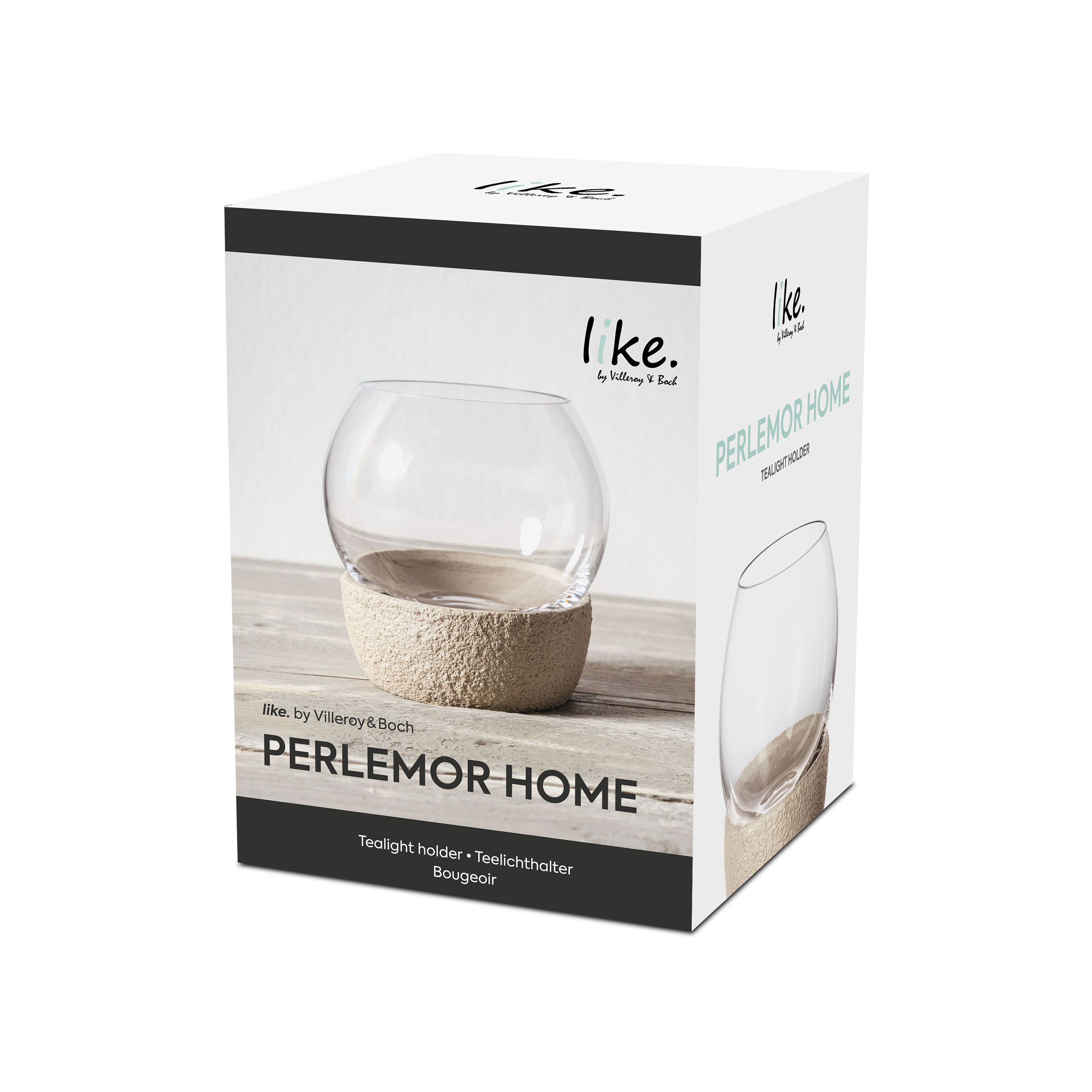 Perlemor Tealight holder Beige, 4.4'' x 4.5''