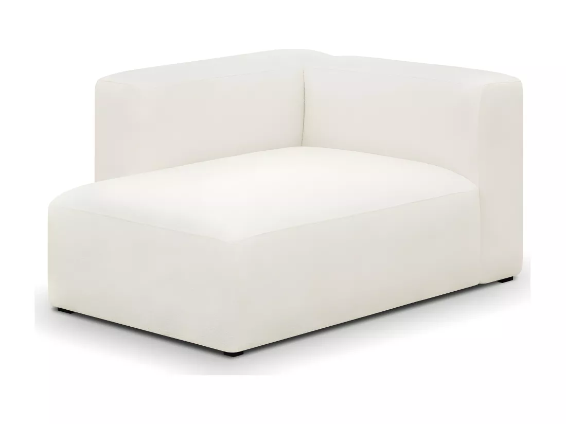 Méridienne d'angle à gauche modulable en tissu bouclette écru - Modulo