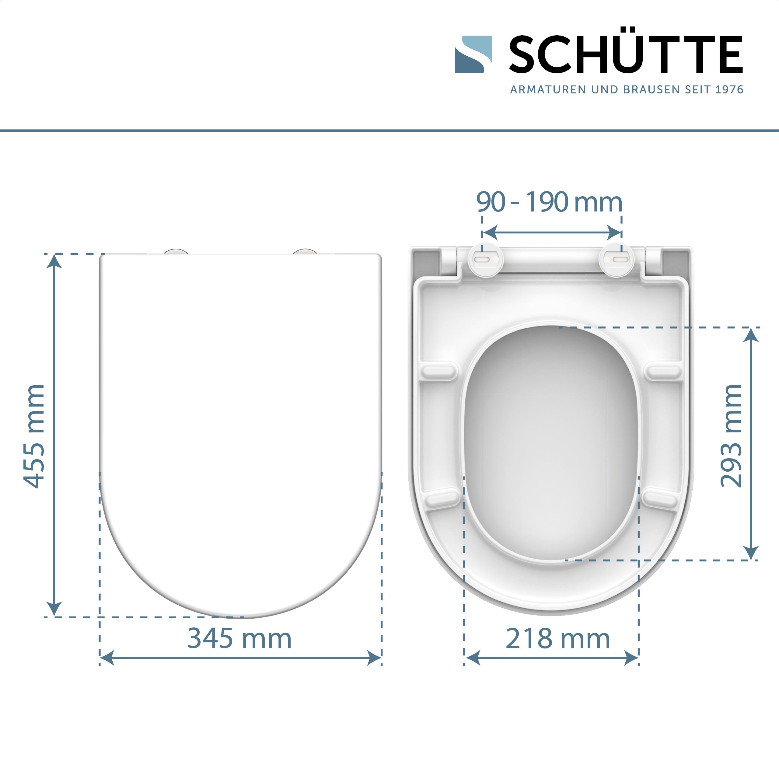 SCHÜTTE Duroplast WC-Sitz D-Form WHITE, mit Absenkautomatik und Schnellverschluss