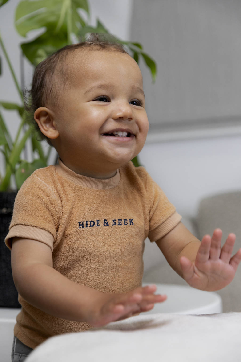 Dirkje T-shirt T-shirt ss met printopdruk zand