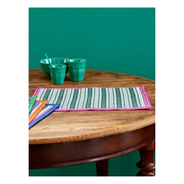 Rice Set de table rayé | Vert
