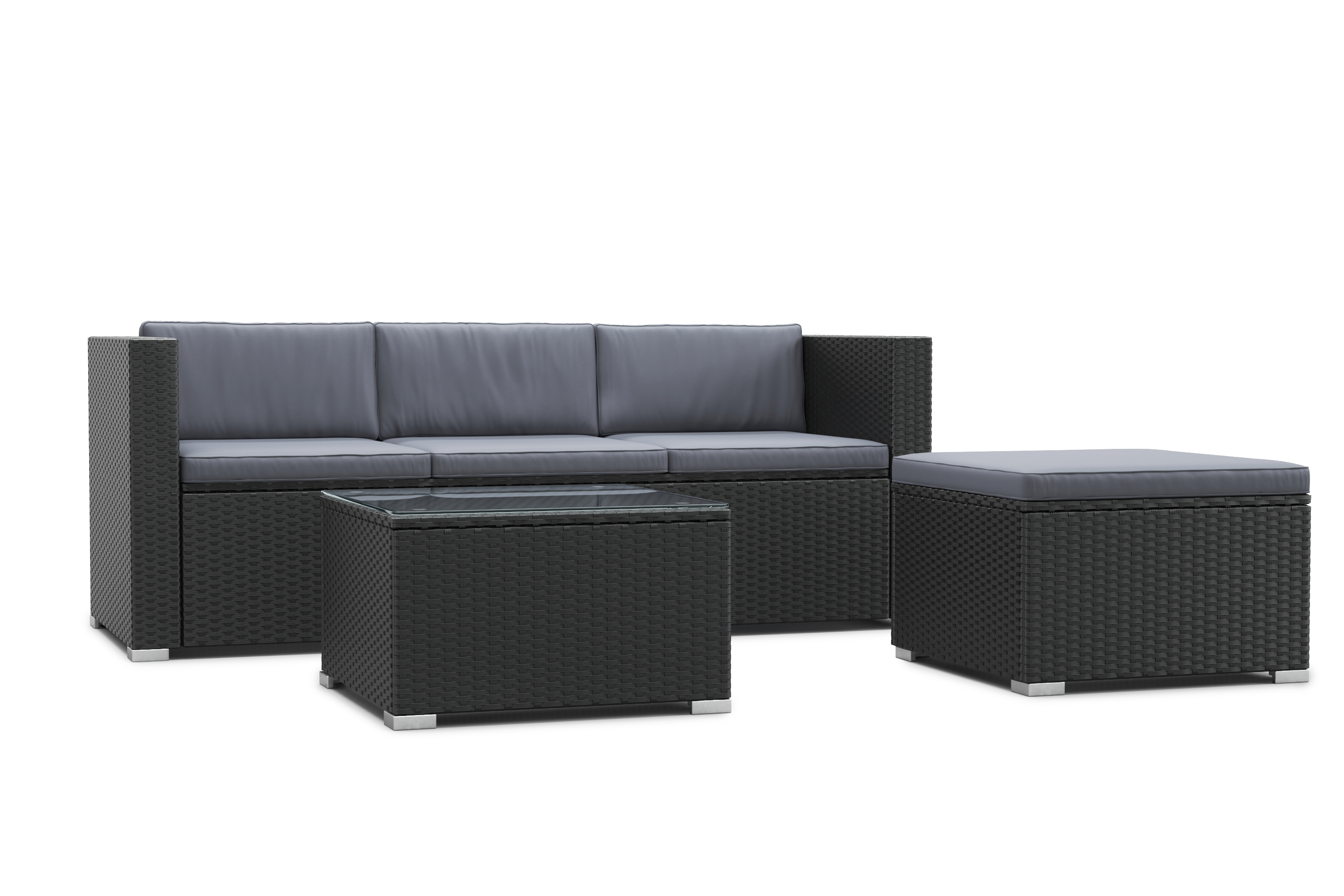 Rattanlounge NIZZA schwarz/anthrazit