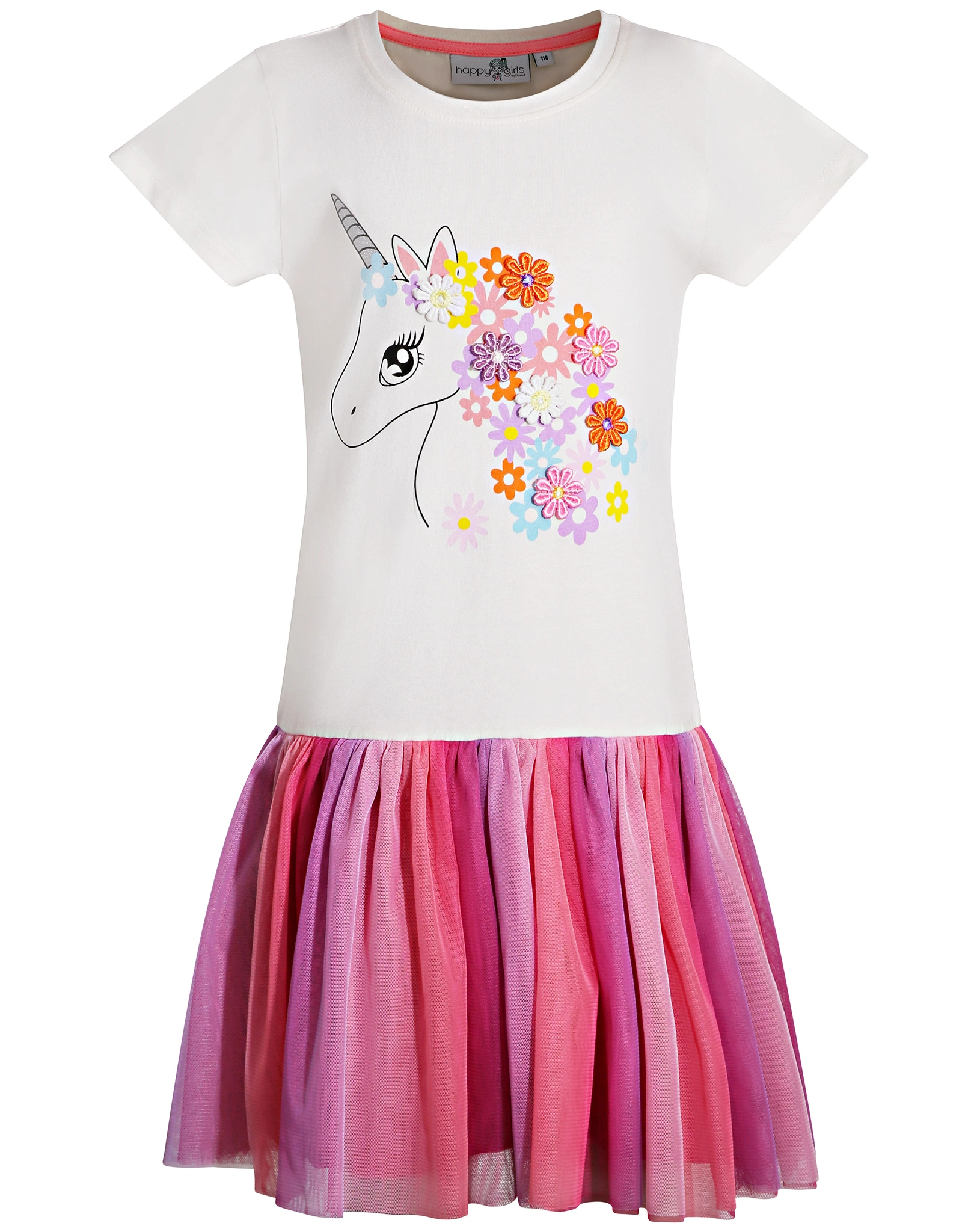 Kurzarm-Kleid FLOWER UNICORN mit Tüllrock in multicolour