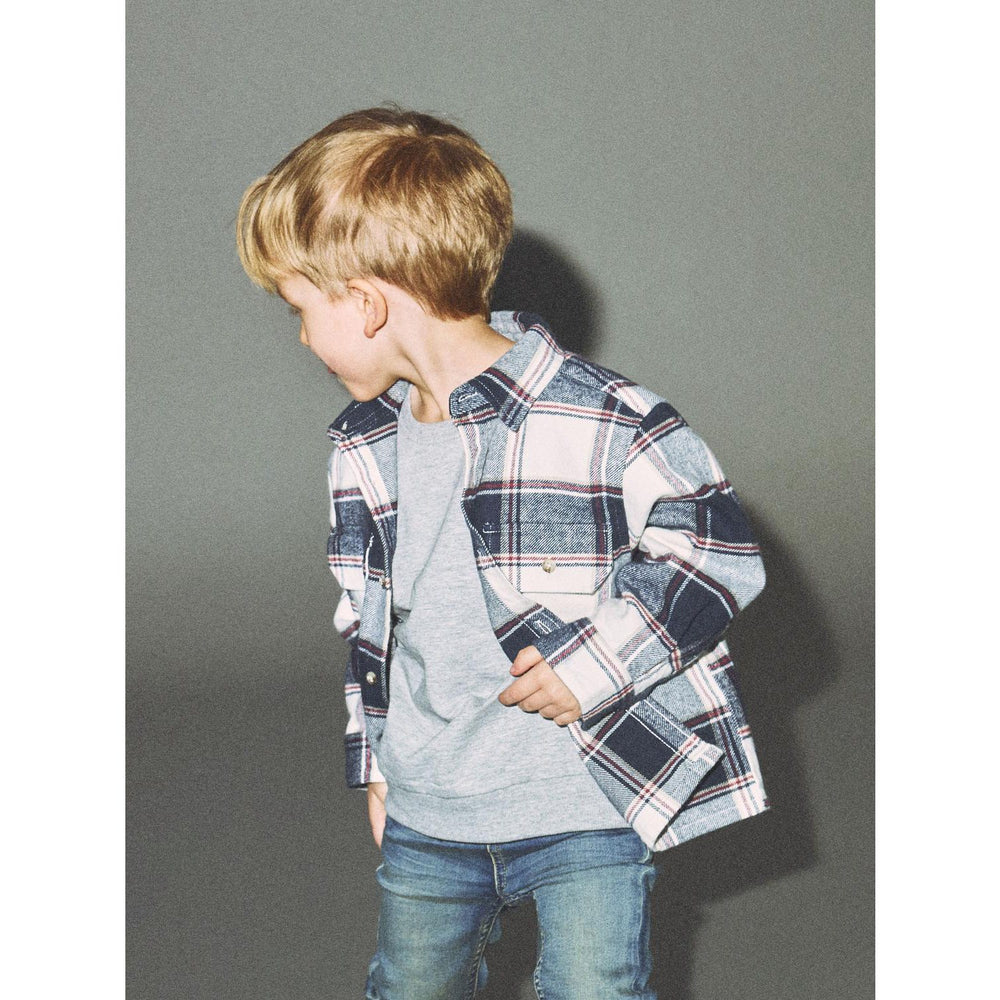 Køb Name It Navy Blazer Check Tamol Oversize Skjorte