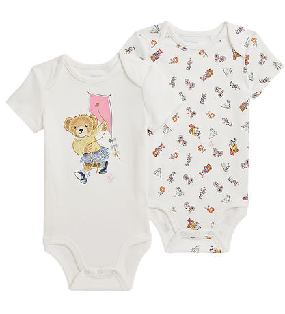 Polo Ralph Lauren Bodys k/æ - 2er-Pack - Weiß m. Sommerdruck