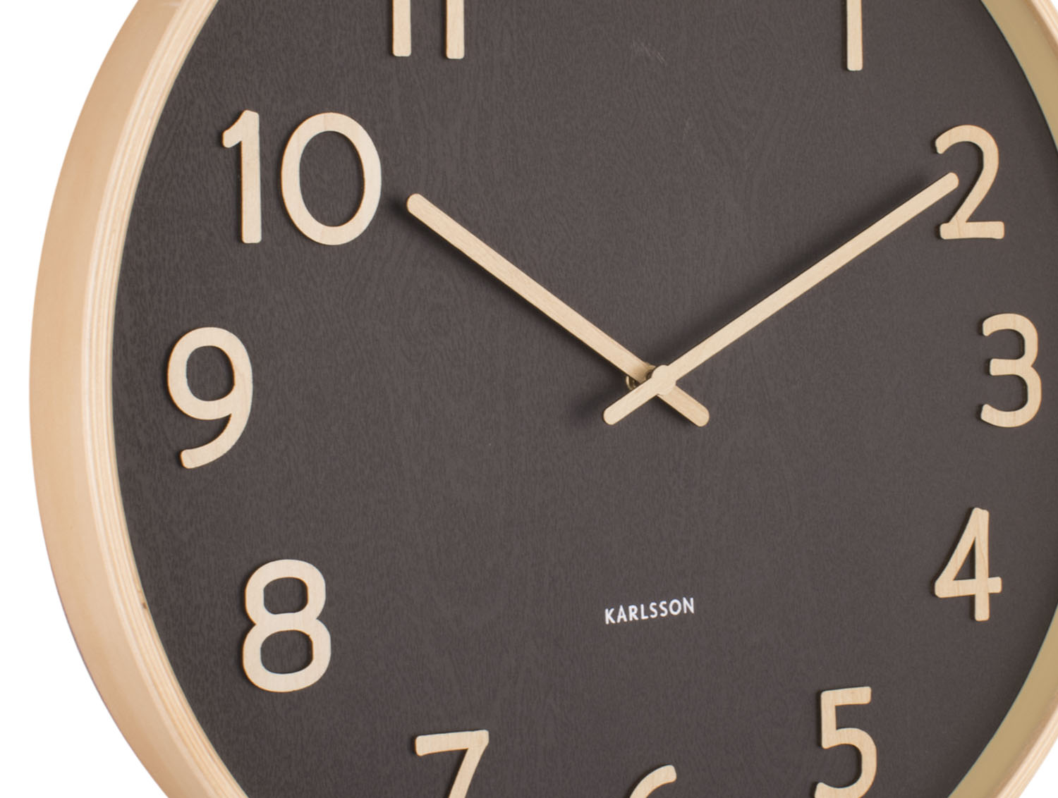 Wall clock Pure wood grain medium black