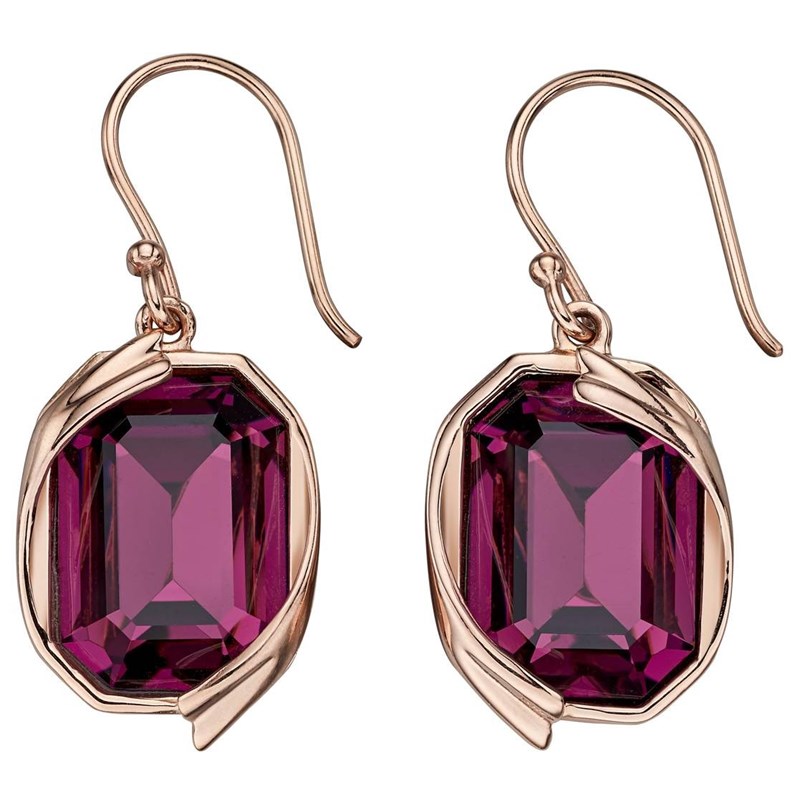 Boucle d'oreille cristal plaqué or rose en argent 925/1000