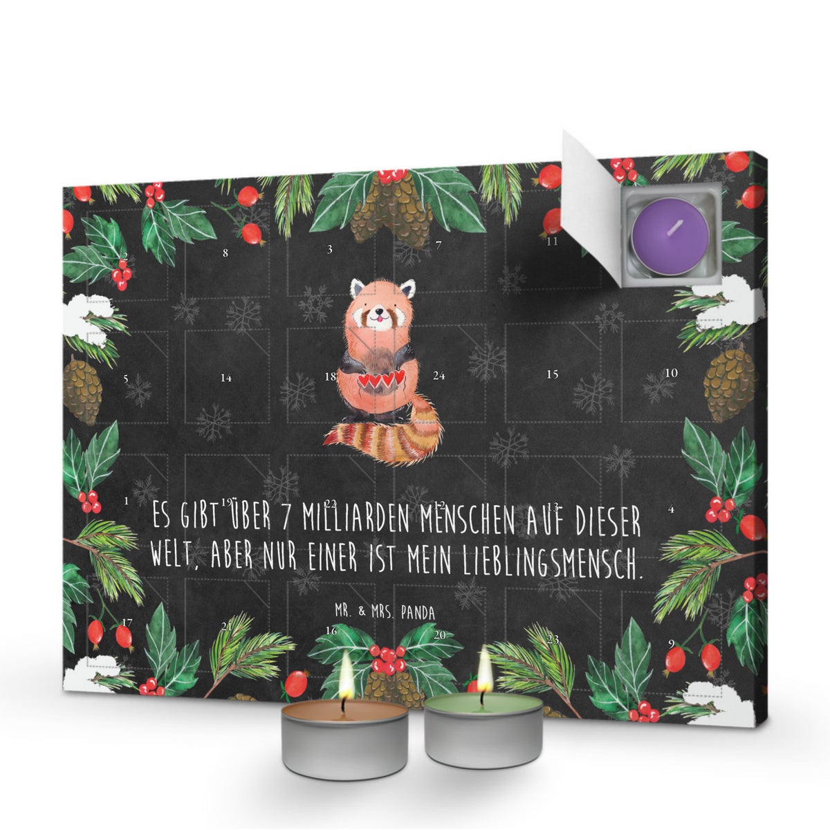 Mr. & Mrs. Panda Geurkaars Adventskalender Rode Panda - Zwart