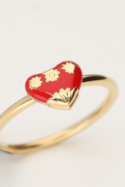 Ring met rood vintage hart