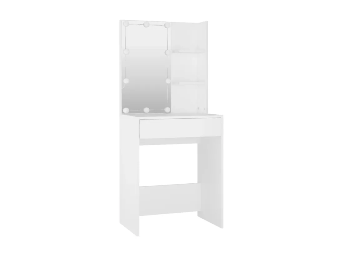 Ensemble de coiffeuse avec LED Blanc Bois d'ingénierie