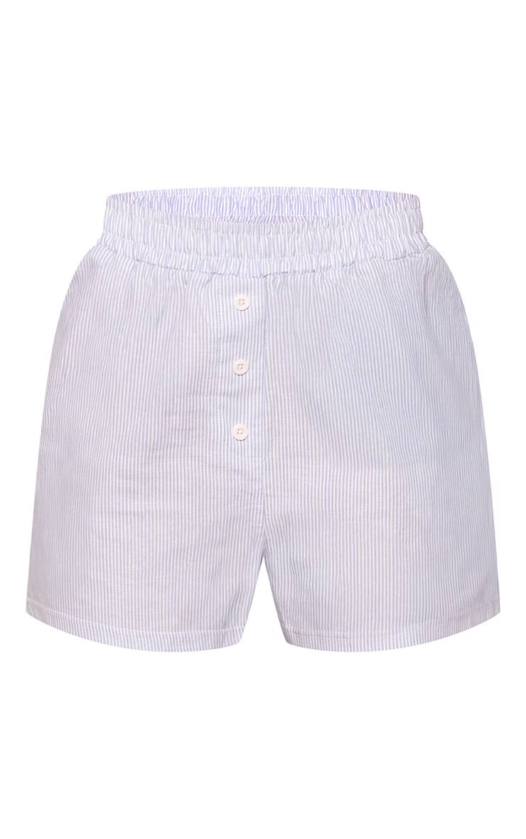 Bleu Short Style Boxer Tissé À Rayures