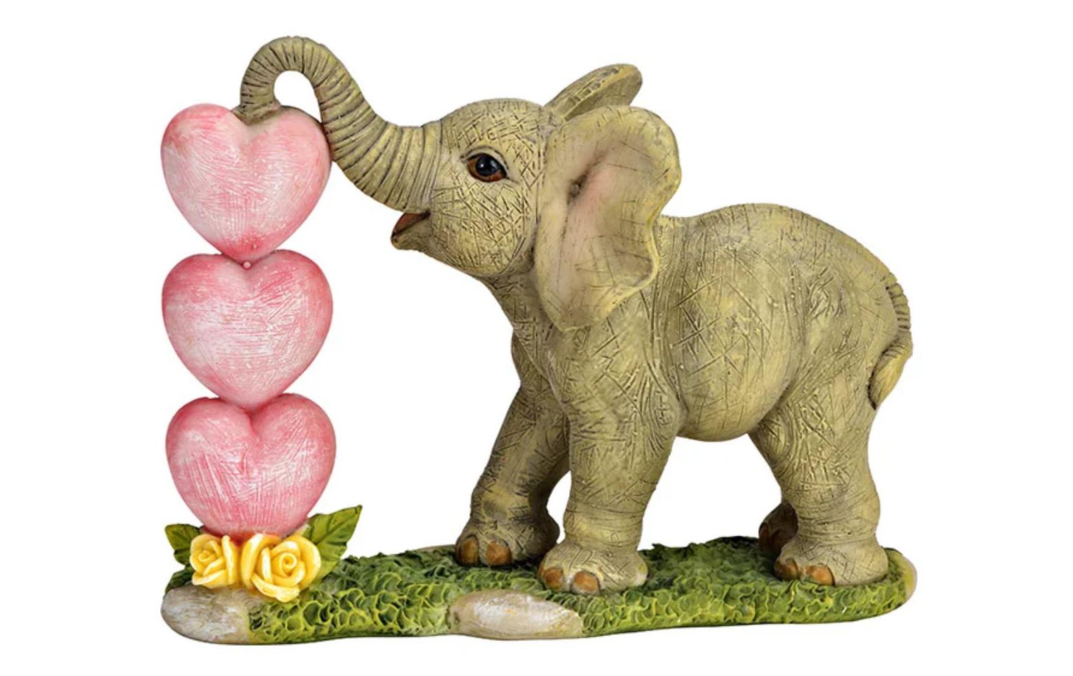 Dekofigur Elefant mit Herz 14 x 11 x 7 cm, GrauDekorationsfigur