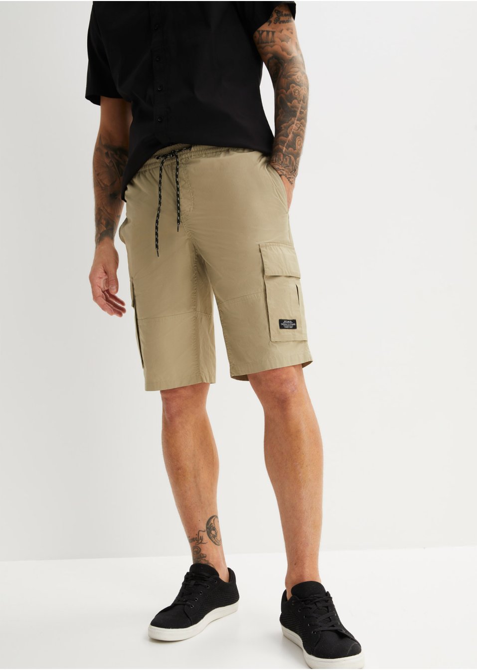 Bermuda cargo confort pour le ventre avec taille extensible, Regular Fit