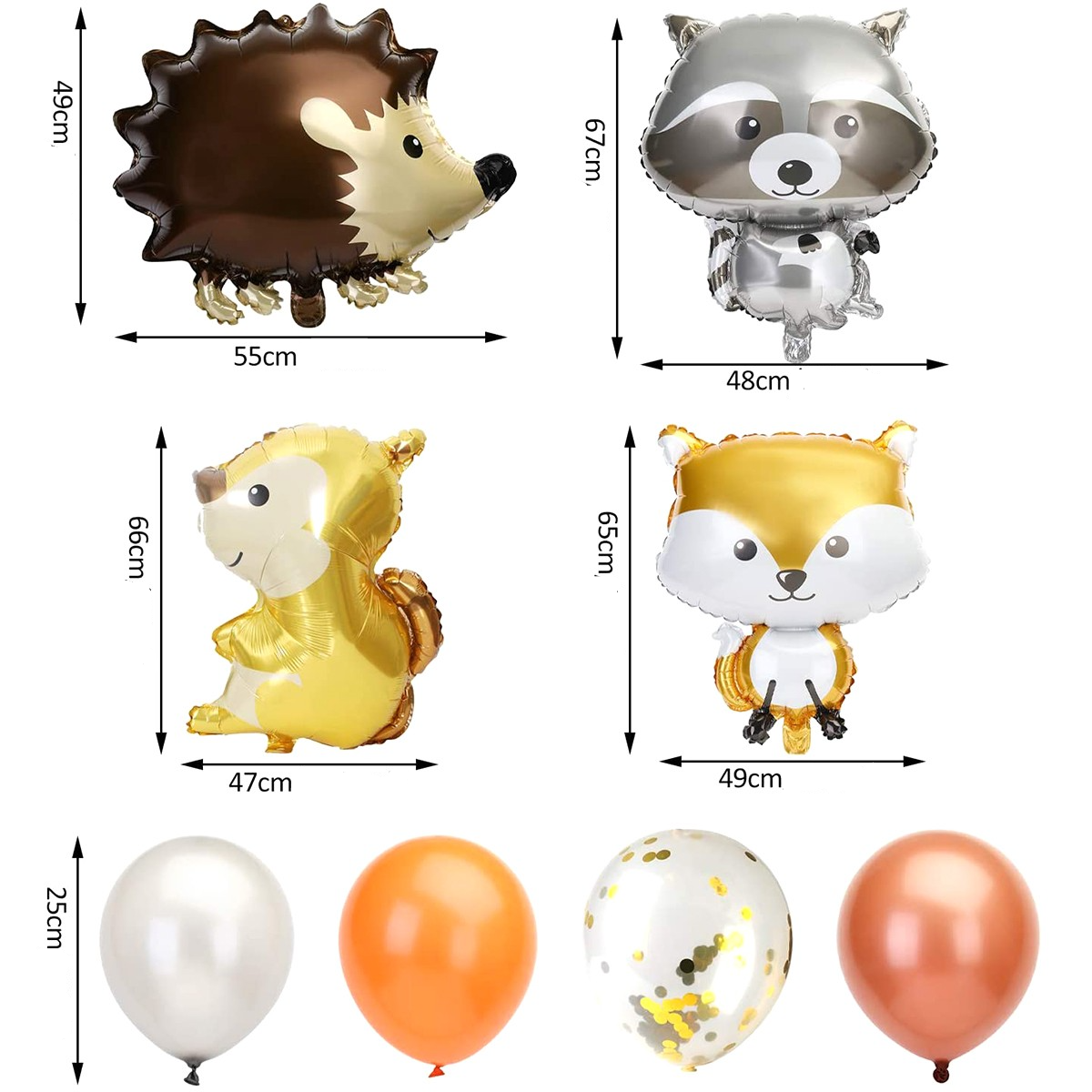 (106-tlg. Set) Happy Birthday Girlande Waldtiere Kinder Geburtstags Party   Latex- & Folienballons / Kuchenstecker / Haut Sticker - Braun / Orange