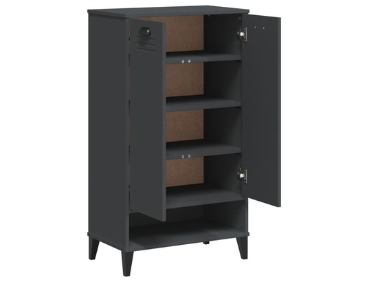 VIDAXL - Armoire à chaussures viken gris anthracite bois de pin solid...