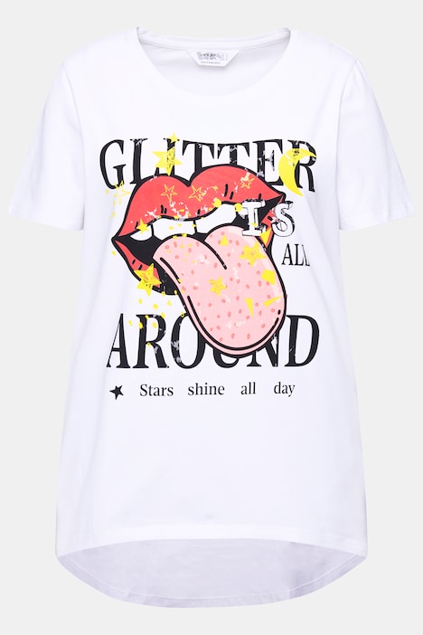 T-Shirt, Glitzer-Mund, Halbarm