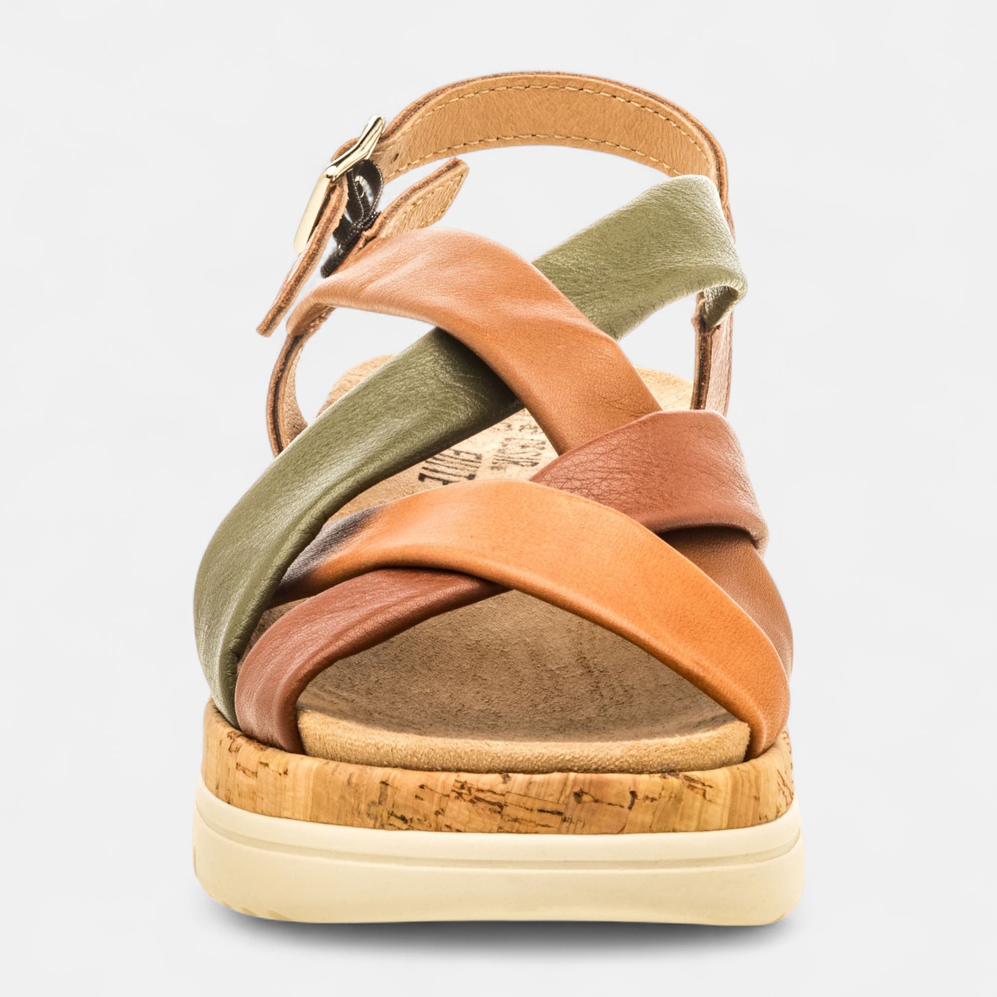 Sandales Femme en cuir cognac