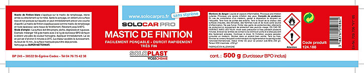 Mastic de finition 500 g coloris blanc